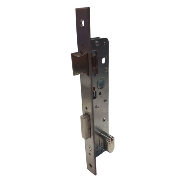 CERRADURA EMBUTIR AGUJA 21 MM GOLPE Y LLAVE CILINDRO OVALADO INOX