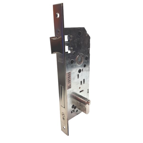 CERRADURA EMBUTIR AGUJA 60 MM GOLPE Y LLAVE NIQUEL
